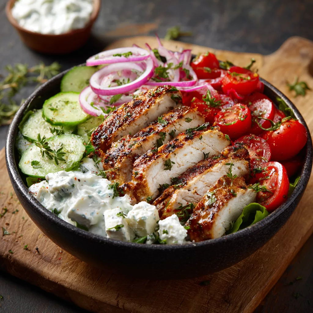 Greek Tzatziki Chicken Salad Bowl