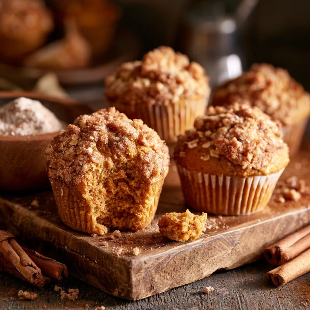 Easy Moist Pumpkin Muffins with Cinnamon Streusel