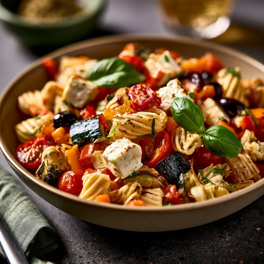 Veggie Pasta with Baked Feta