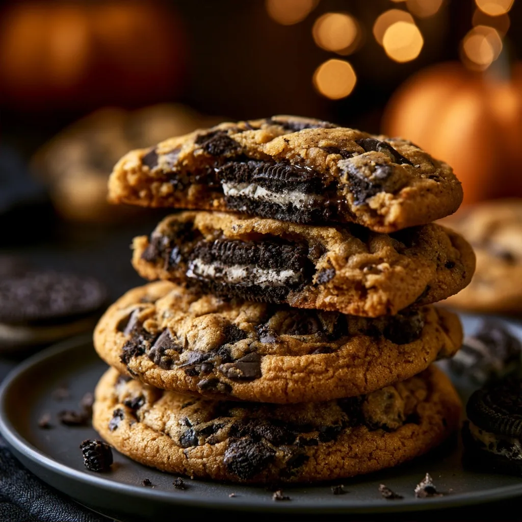 Spooky Halloween Oreo Stuffed Chocolate Chip Cookies