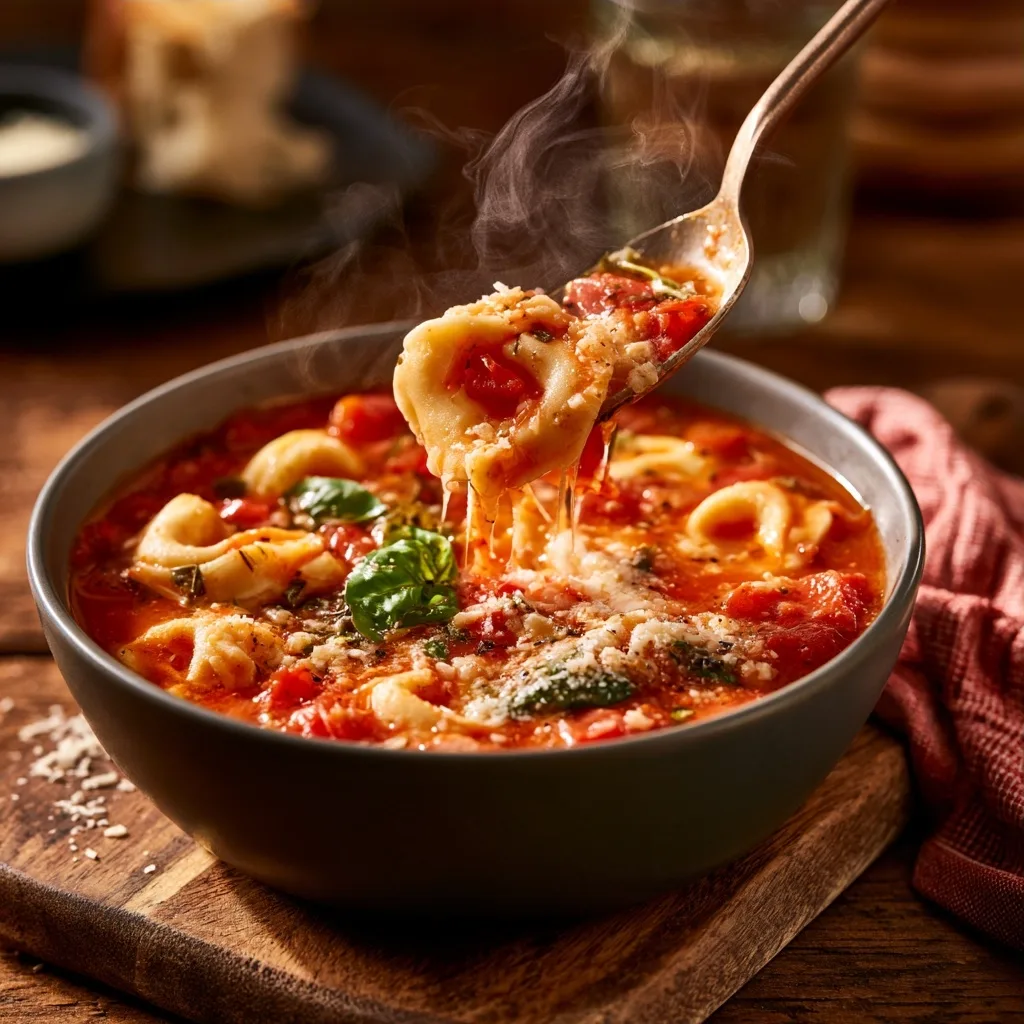 Cozy Cheesy Tomato Tortellini Soup