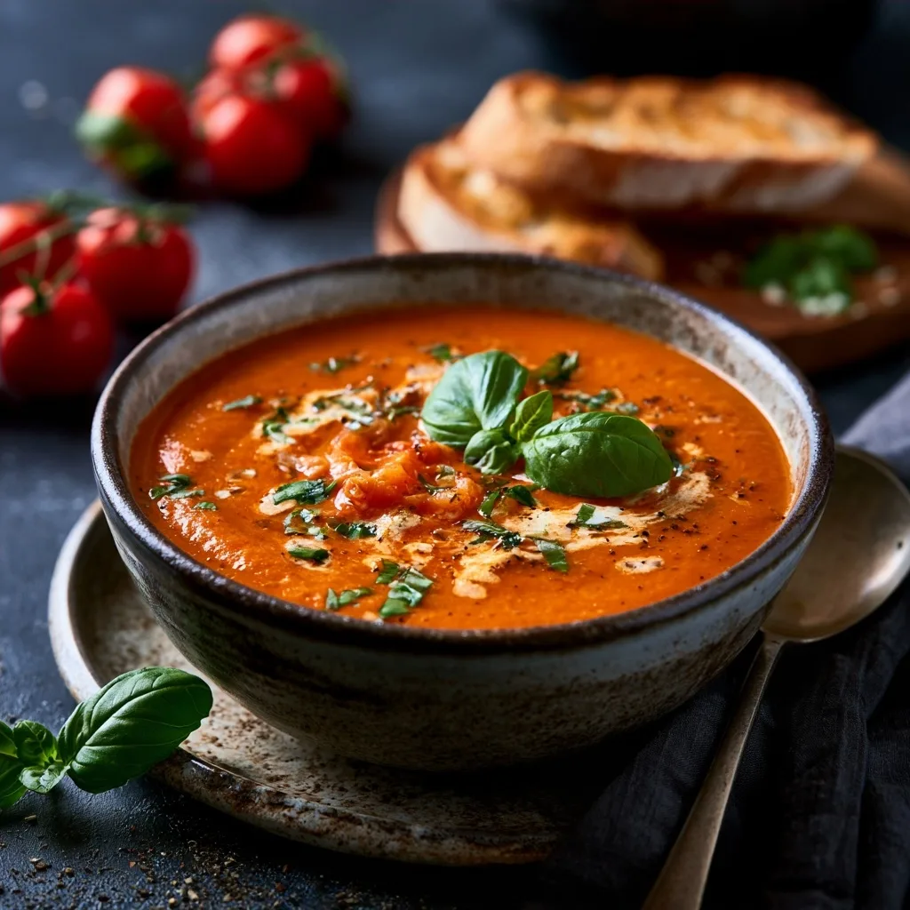Easy Creamy Tomato Basil Soup Recipe