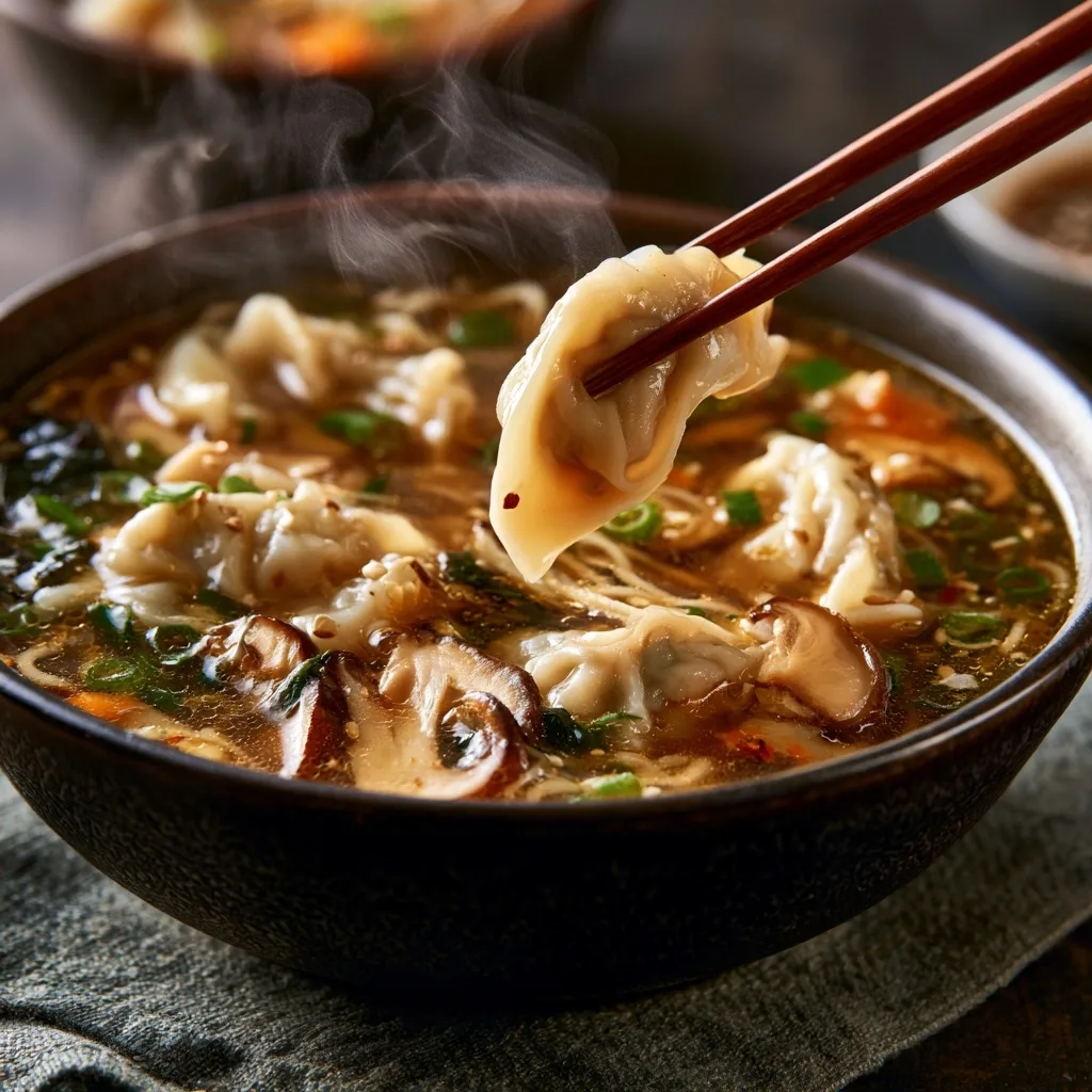 Potsticker Soup with Mushrooms