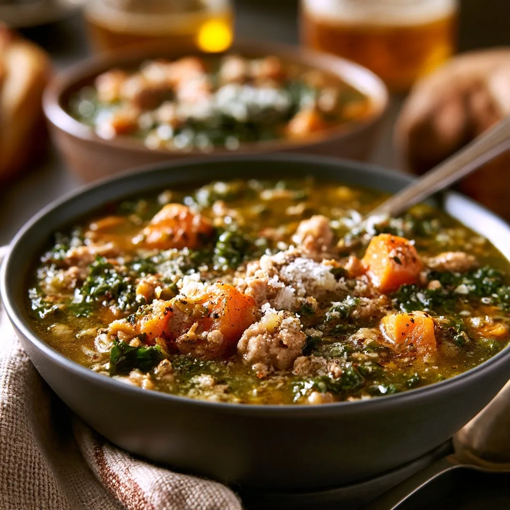 Quick Ground Turkey Kale Sweet Potato Soup